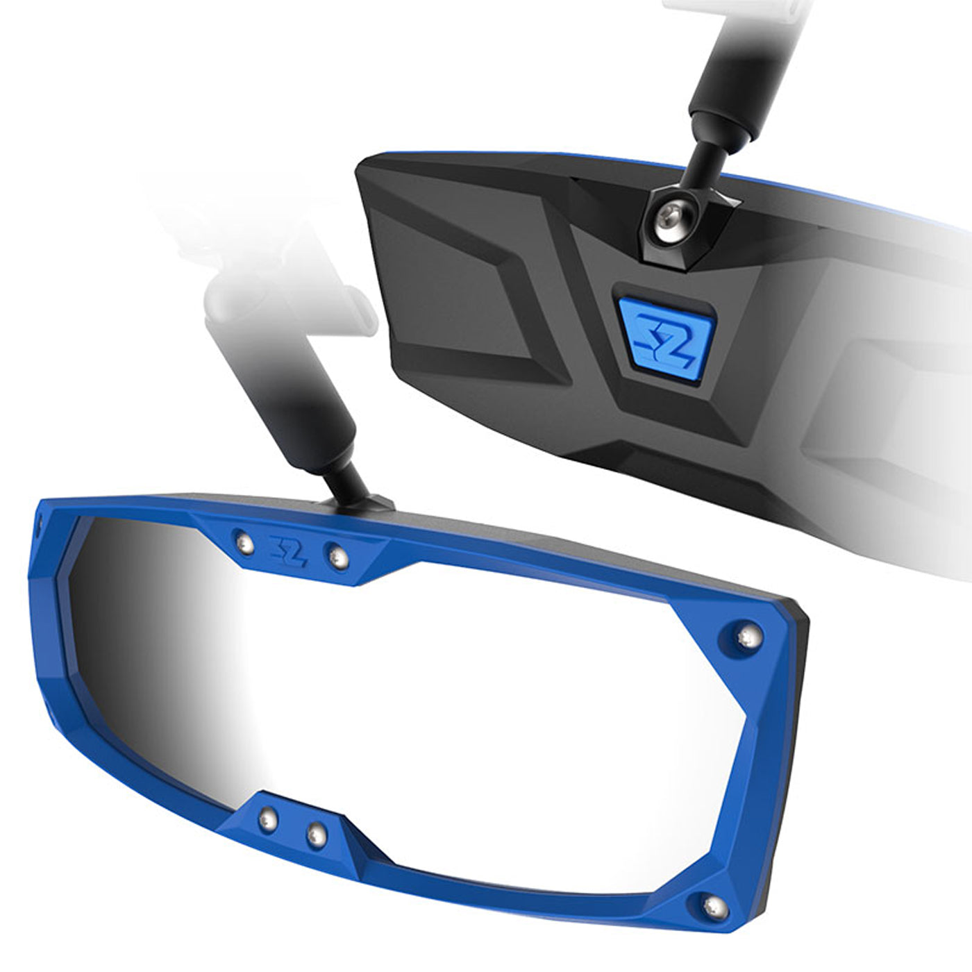 Seizmik Halo-R Series Bezel & Cap Kit - Blue, Installed On Mirror
